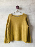 Caroline sweater, gul strikket raglansweater, Önling No 1 merinould/angora