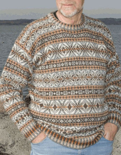 MANGLER OPSKRIFT Krakær herre sweater fra Ruth Sørensen, strikkeopskrift Strikkeopskrift Ruth Sørensen 