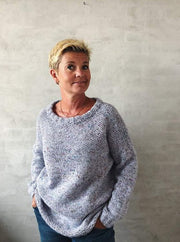 Brigitte B sweater, No 1 kit, strikket i Önling No 1 merino/angora garn og håndfarvet Hedgehog Fibres