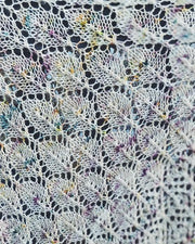Mrs H's summer shawl with lace pattern, knitted in hand-dyed merino from from Hedgehog Fibres