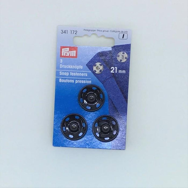 Black snap fasteners from Prym, 21 mm