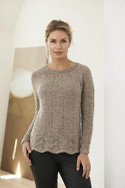 Axis knitted sweater with lace pattern, knitted in beige Isager Highland wool and Alpaca